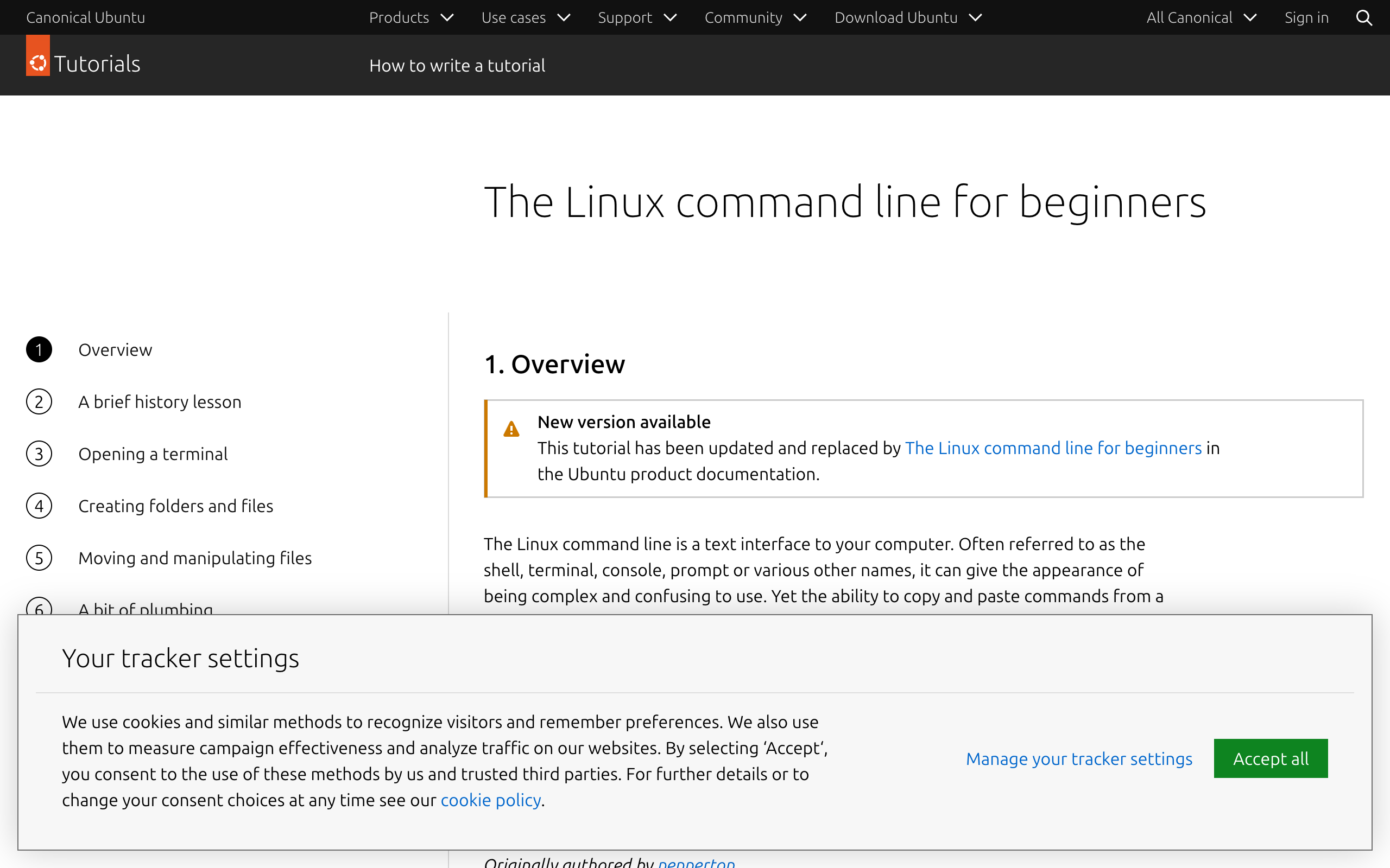 Ubuntu Command Line for Beginners official tutorial page